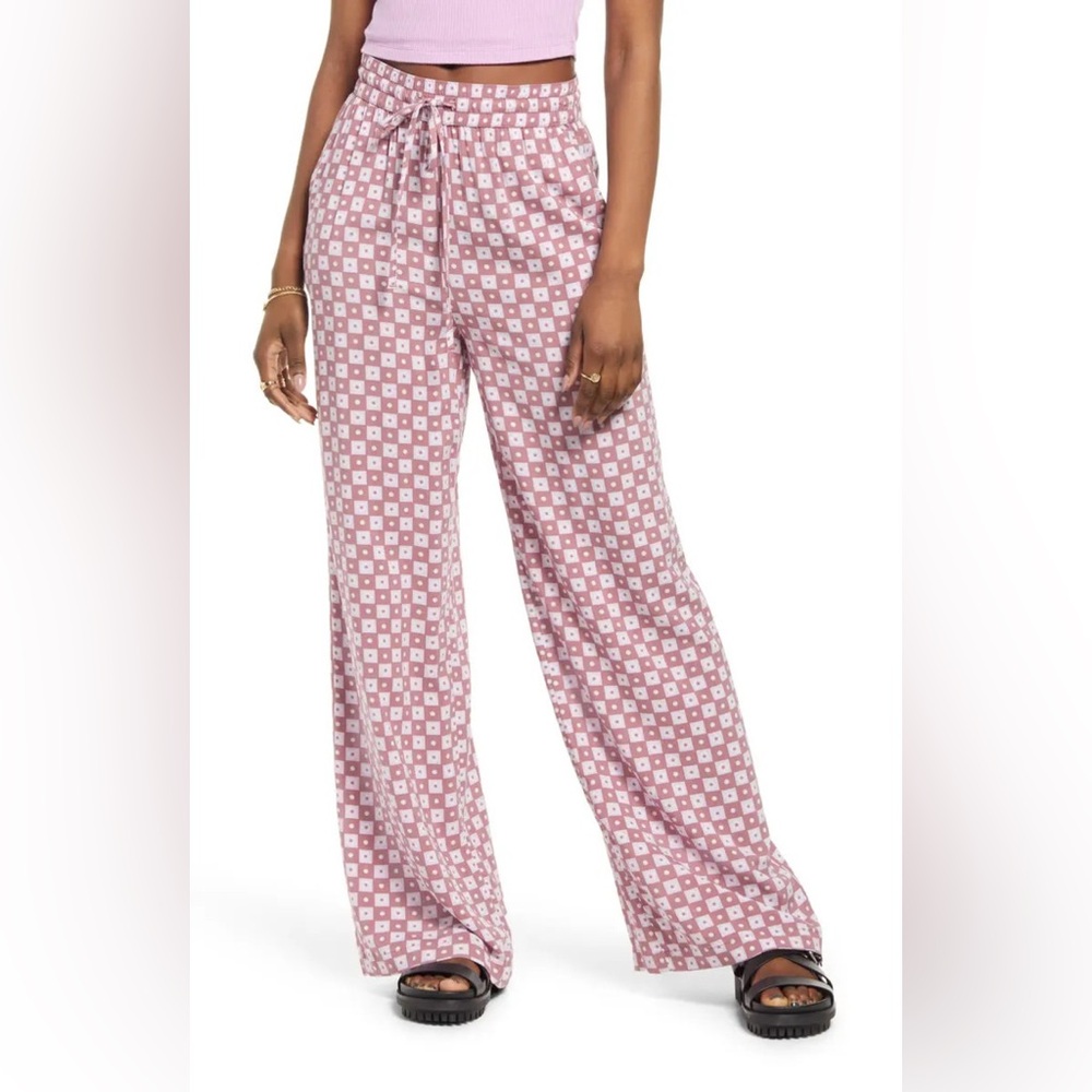 BP Women’s Printed Everyday Pants Pink Mauve Geometric Size 1X NWOT